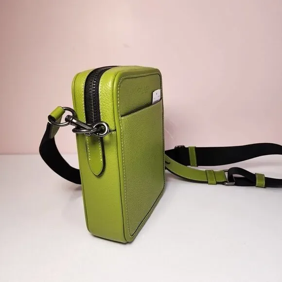 NWT COACH CP178 Sullivan Crossbody In Refine Pebble Leather Yellow Green - Picture 2 of 5